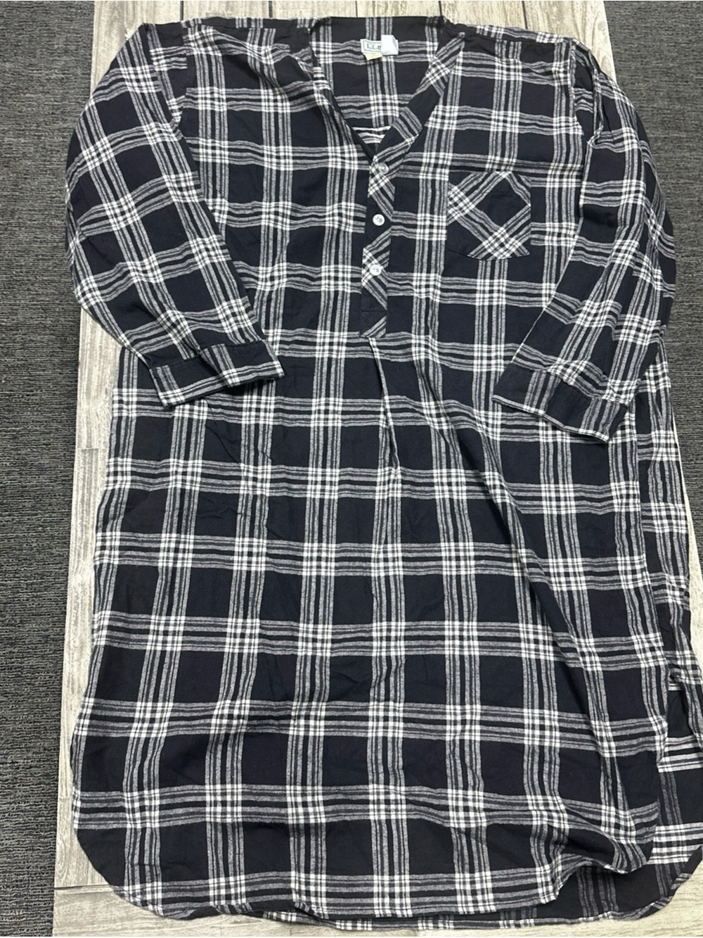VTG LL Bean Plaid Flannel Night Sleep Shirt Nightgown Cotton USA Made Size 2XL